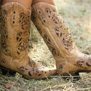 Corral Antique Saddle Brushed Laser Boots Size 8
